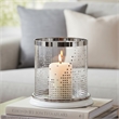 Gsy Decorative Candle Holder- Silver and White Patchwork- 7 Inch Glass