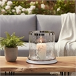 Gsy Decorative Candle Holder- Silver and White Patchwork- 7 Inch Glass