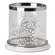 Gsy Decorative Candle Holder- Silver and White Patchwork- 7 Inch Glass