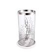 Gsy Decorative Candle Holder- Silver and White Patchwork- 12 Inch Glass