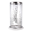 Gsy Decorative Candle Holder- Silver and White Patchwork- 12 Inch Glass