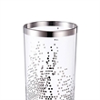 Gsy Decorative Candle Holder- Silver and White Patchwork- 12 Inch Glass