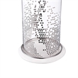 Gsy Decorative Candle Holder- Silver and White Patchwork- 12 Inch Glass