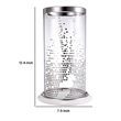 Gsy Decorative Candle Holder- Silver and White Patchwork- 12 Inch Glass
