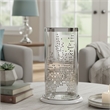 Gsy Decorative Candle Holder- Silver and White Patchwork- 12 Inch Glass