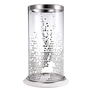 Gsy Decorative Candle Holder- Silver and White Patchwork- 12 Inch Glass