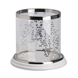 Gsy Decorative Candle Holder- Silver and White Patchwork- 10 Inch Glass