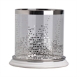 Gsy Decorative Candle Holder- Silver and White Patchwork- 10 Inch Glass
