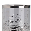 Gsy Decorative Candle Holder- Silver and White Patchwork- 10 Inch Glass