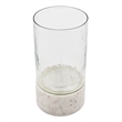 Candle Holder with Textured Glass Shade- White Coastal Stone Base- 8 Inch