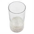 Candle Holder with Textured Glass Shade- White Coastal Stone Base- 8 Inch