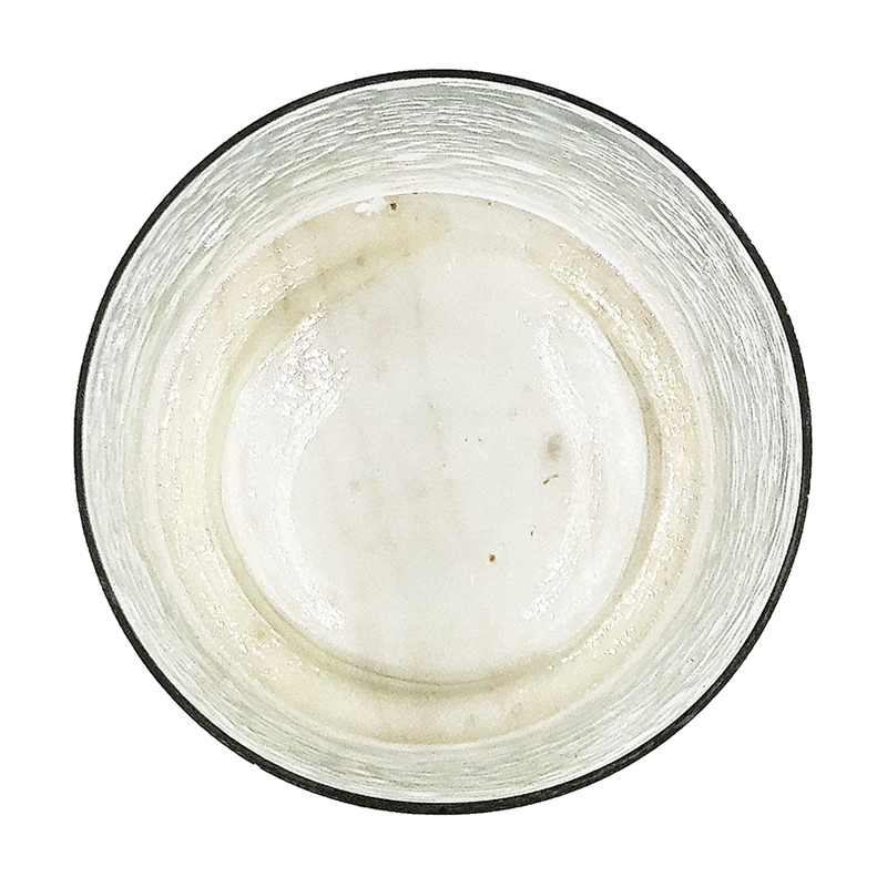 Candle Holder with Textured Glass Shade- White Coastal Stone Base- 8 Inch