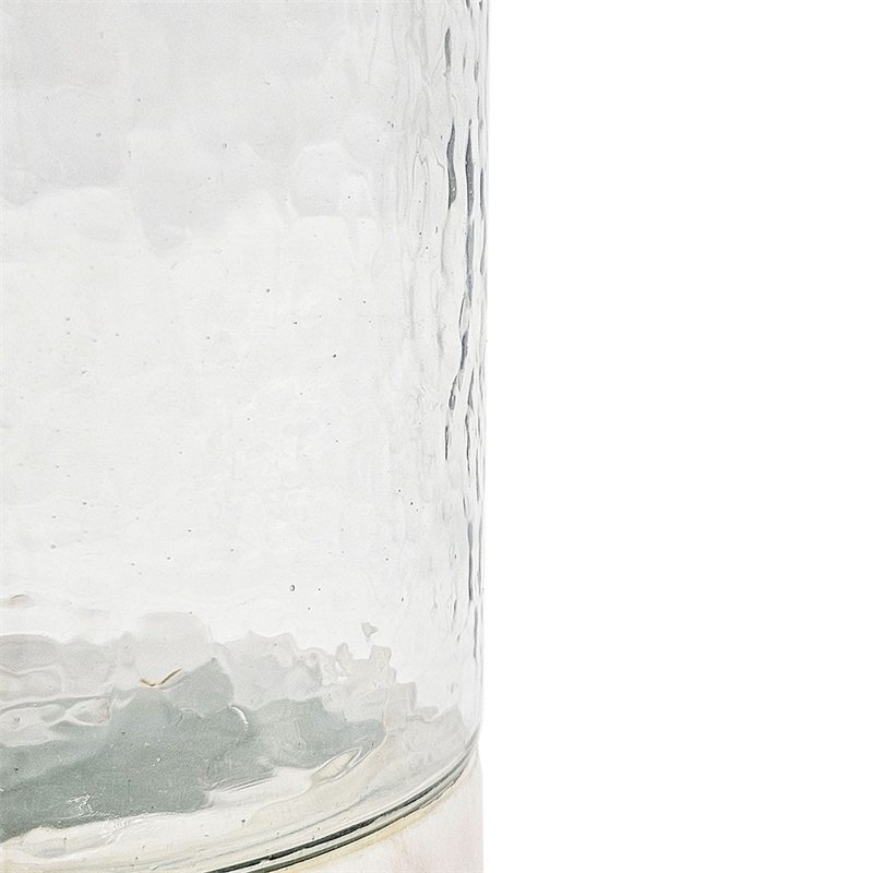 Candle Holder with Textured Glass Shade- White Coastal Stone Base- 8 Inch