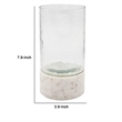 Candle Holder with Textured Glass Shade- White Coastal Stone Base- 8 Inch