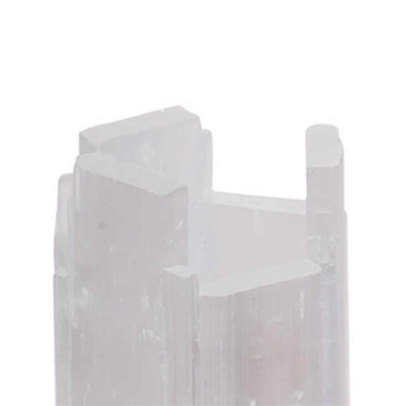 Decorative Candle Holder- Coastal White Selenite Stone- 8 Inch