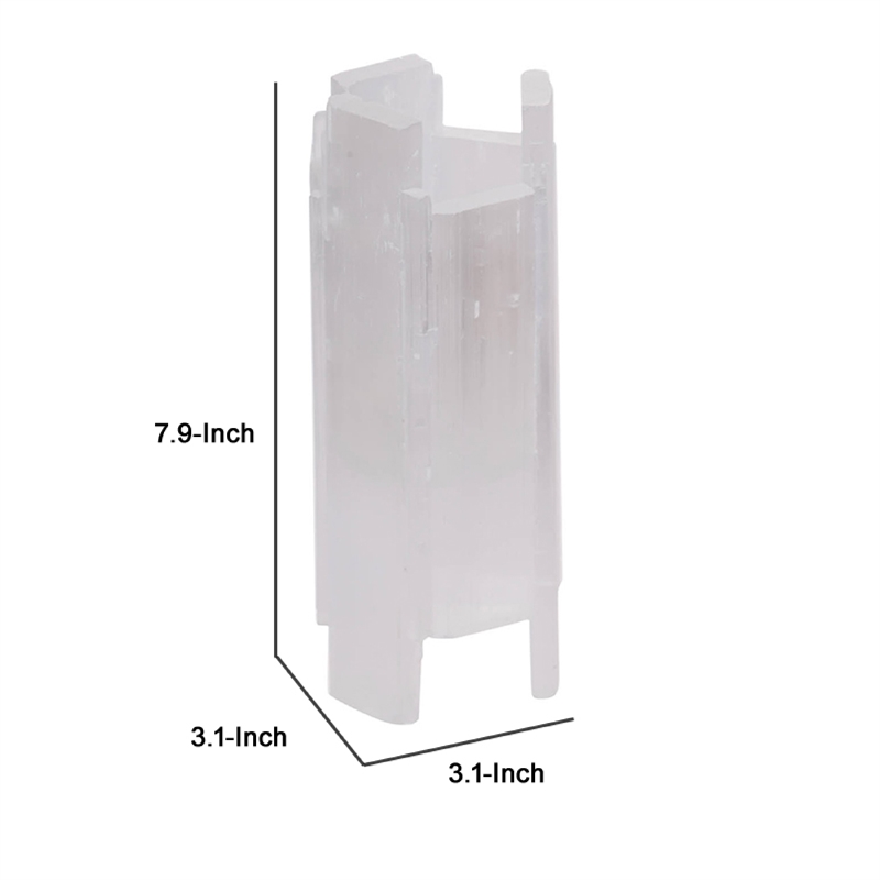 Decorative Candle Holder- Coastal White Selenite Stone- 8 Inch