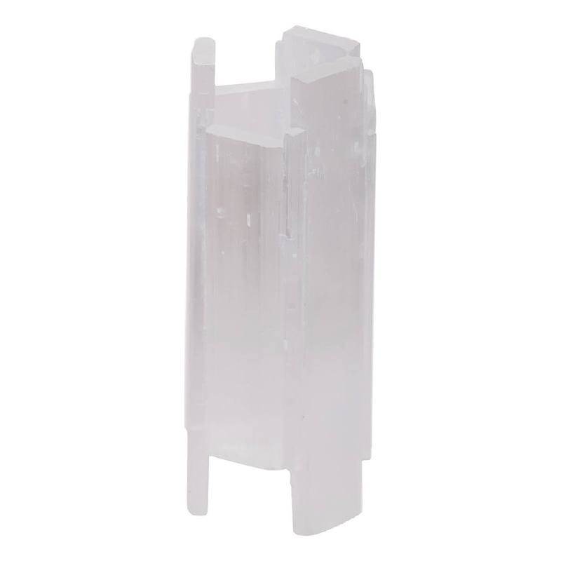Decorative Candle Holder- Coastal White Selenite Stone- 8 Inch