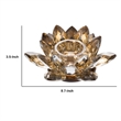 Decorative Candle Holder- Gold Amber Blooming Lotus Glass- 9 Inch