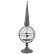 Candle Holder- Pointed Cone Finial on Wired Orb- Gray Metal 26 Inch
