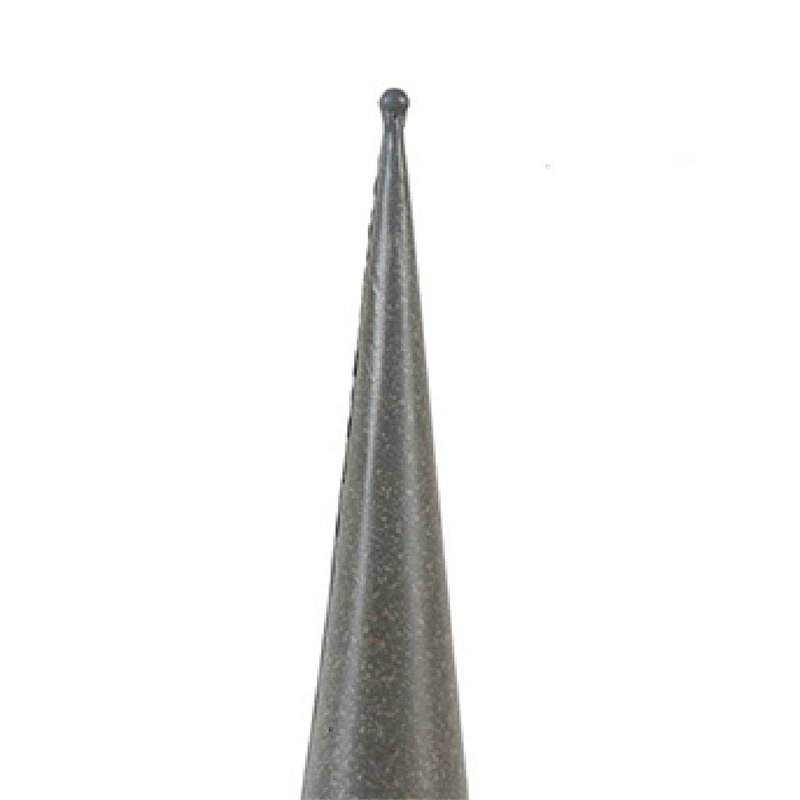 Candle Holder- Pointed Cone Finial on Wired Orb- Gray Metal 26 Inch