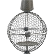 Candle Holder- Pointed Cone Finial on Wired Orb- Gray Metal 26 Inch