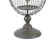 Candle Holder- Pointed Cone Finial on Wired Orb- Gray Metal 26 Inch