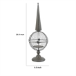 Candle Holder- Pointed Cone Finial on Wired Orb- Gray Metal 26 Inch