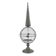 Candle Holder- Pointed Cone Finial on Wired Orb- Gray Metal 26 Inch