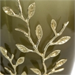 Keath Large Vase with Gold Capri Leaf Design- Brass- Green Glass 15 Inch