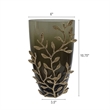 Keath Small Vase with Gold Capri Leaf Design- Brass- Green Glass 11 Inch