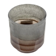 Ibiza Handcrafted Decor Vase- Wood Base- Layered Brown-Gray Glass 9 Inch