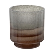 Ibiza Handcrafted Decor Vase- Wood Base- Layered Brown-Gray Glass 9 Inch