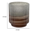 Ibiza Handcrafted Decor Vase- Wood Base- Layered Brown-Gray Glass 9 Inch