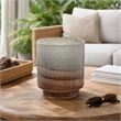 Ibiza Handcrafted Decor Vase- Wood Base- Layered Brown-Gray Glass 9 Inch