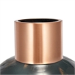 Celina Round Vase- Copper Fleck Details- Iron Neck Blue Glass- 17 Inch