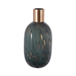 Celina Round Vase with Copper Fleck Details Blue Glass- Iron Neck- 20 Inch