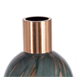 Celina Round Vase with Copper Fleck Details Blue Glass- Iron Neck- 20 Inch