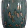 Celina Round Vase with Copper Fleck Details Blue Glass- Iron Neck- 20 Inch