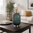 Celina Round Vase with Copper Fleck Details Blue Glass- Iron Neck- 20 Inch