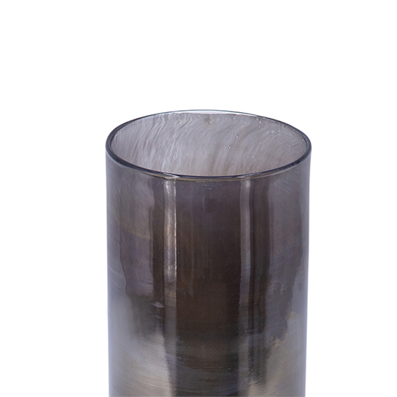 Jane Large Decorative Vase- Steel Base- Layered Blue-Black Glass 13 Inch