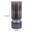 Jane Large Decorative Vase- Steel Base- Layered Blue-Black Glass 13 Inch