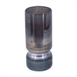 Jane Small Decorative Vase- Steel Base- Layered Blue-Black Glass 11 Inch