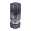 Jane Small Decorative Vase- Steel Base- Layered Blue-Black Glass 11 Inch