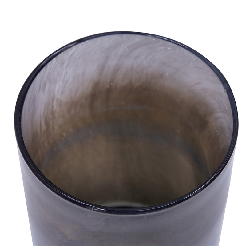 Jane Small Decorative Vase- Steel Base- Layered Blue-Black Glass 11 Inch