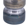 Jane Small Decorative Vase- Steel Base- Layered Blue-Black Glass 11 Inch