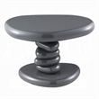 Fory End Table- 22 Inch Asymmetric Stacked Pebble Base- High Gloss Gray