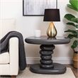 Fory End Table- 22 Inch Asymmetric Stacked Pebble Base- High Gloss Gray