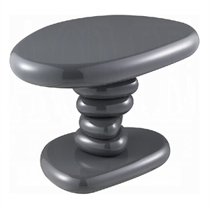 Fory End Table- 22 Inch Asymmetric Stacked Pebble Base- High Gloss Gray