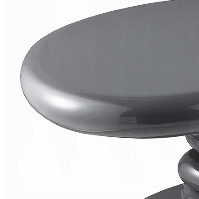 Fory End Table- 30 Inch Asymmetric Stacked Pebble Base- High Gloss Gray