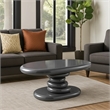 Fory End Table- 30 Inch Asymmetric Stacked Pebble Base- High Gloss Gray